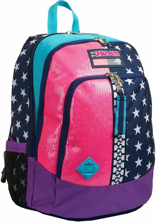 ZAINO ADVANCED SEVEN PIKING BLUE, DOPPIO SCOMPARTO CON USB PLUG LATERALE, 30L,TASCA INTERNA PER LAPTOP, TASCA LATERALE IN RETE, SPALLACCI IMBOTTITI E RIVESTITI IN TESSUTO E RETE TRASPIRANTE, SCHIENALE ERGOSYSTEM